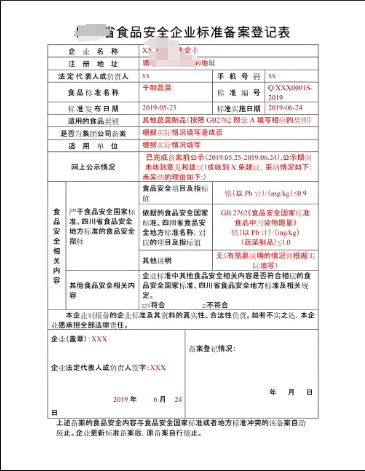 海南食品企業(yè)標(biāo)準(zhǔn)備案申請